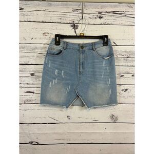 Women's Paper Crane Denim Skirt, Size S, Blue
